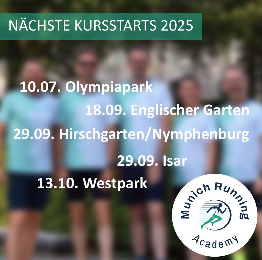 Unscharfes Gruppenbild der Trainer mit den Kursstartterminen im Vordergrund 