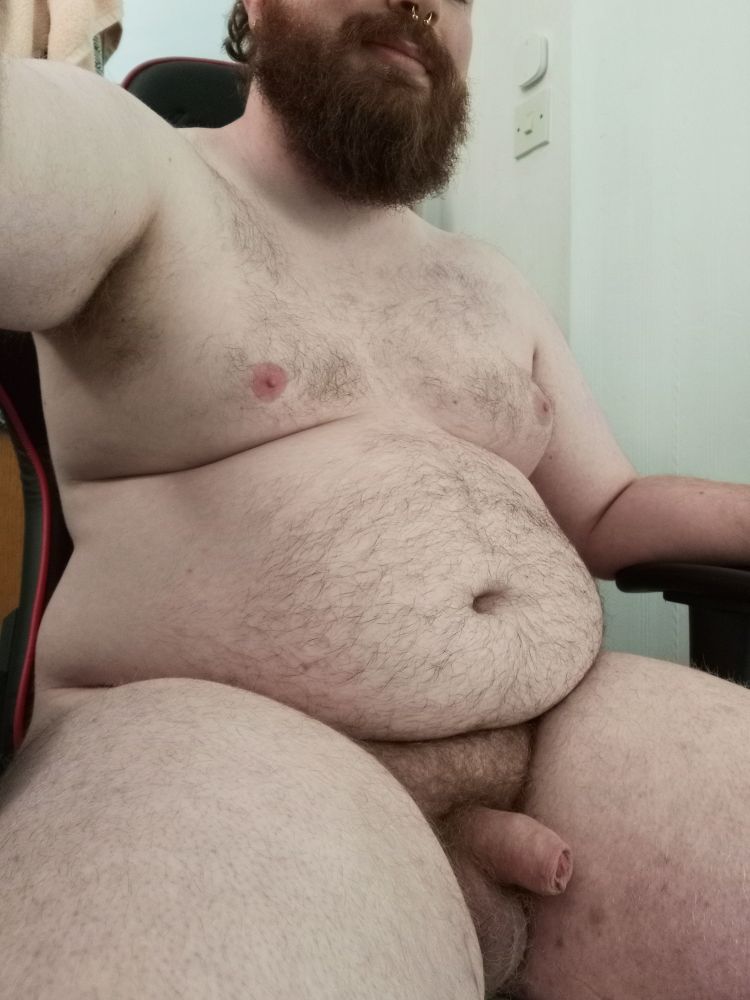 photo of a nude, blubbery seal sitting on a shitty gamer chair with a half buried flacid dick 