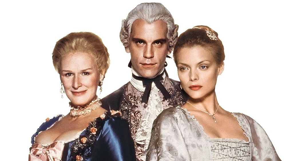 Glenn Close, John Mallovich, and Michelle Pfeiffer in Dangerous Liaisons (1988).