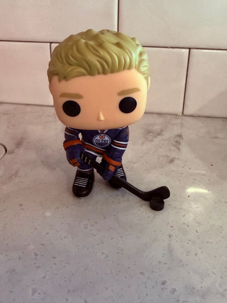 McDavid Oilers Funko Pop figurine from the front. 