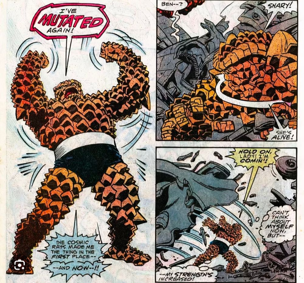 The Thing getting enhanced strength after his rock firm mutated again