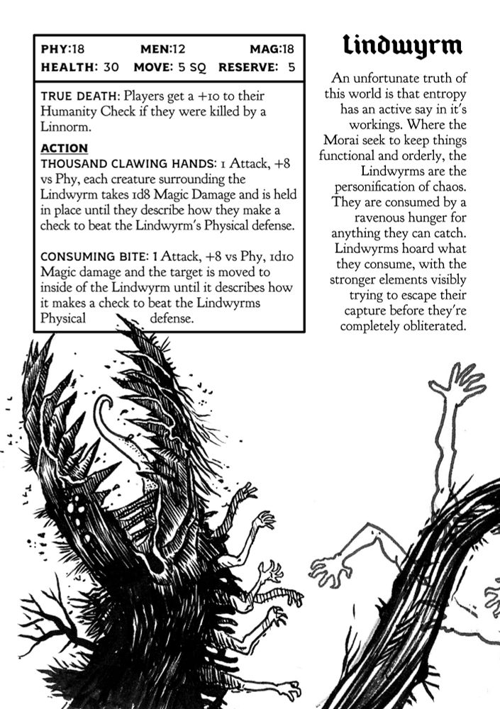 An example of the stronger monsters in Last Rites. The Lindwyrm is like a Dragon and a Symbiote from Marvel, making an ever consuming creature.