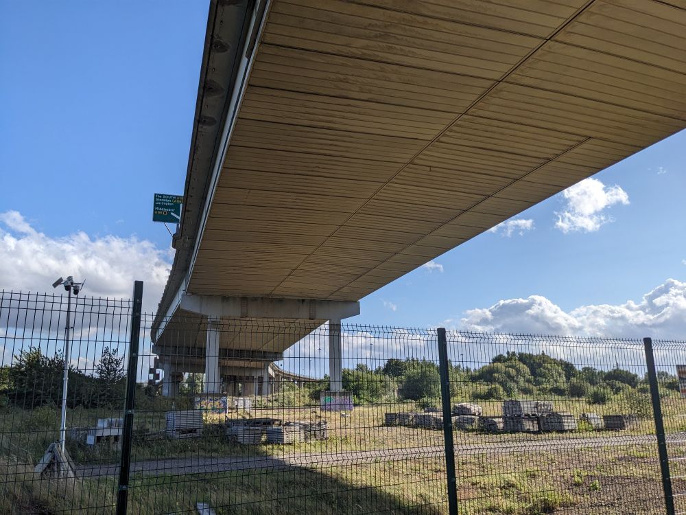 Under the A19 flyover.