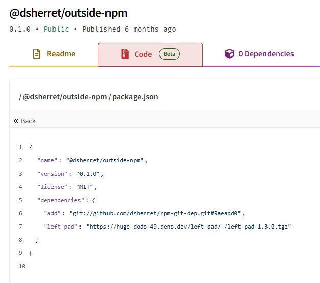 The package.json showing two dependencies.