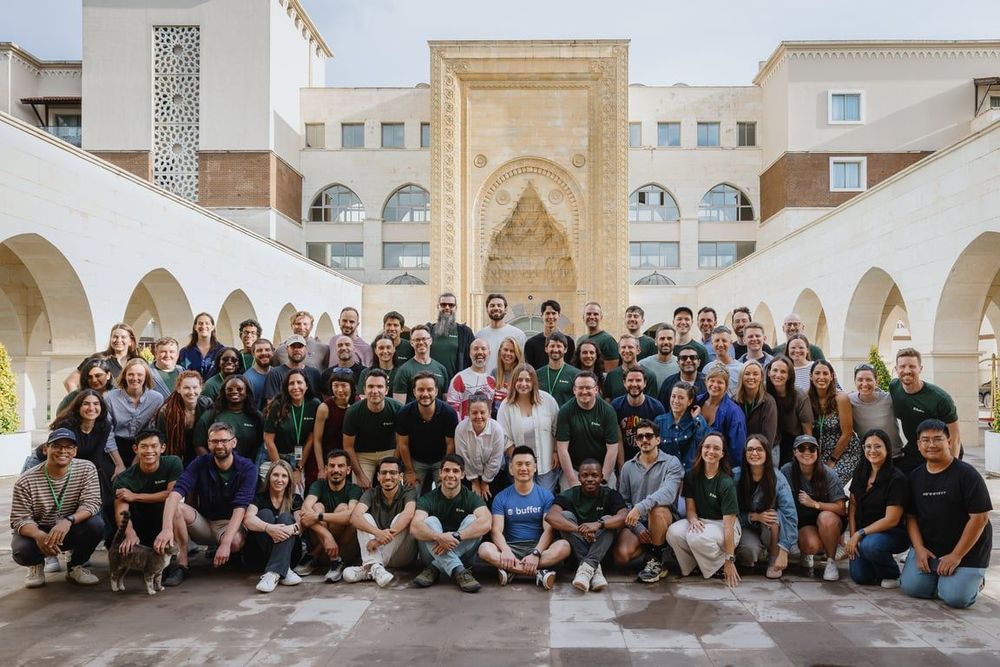 Buffer team photo at our 12th company retreat in Antalya, Türkiye