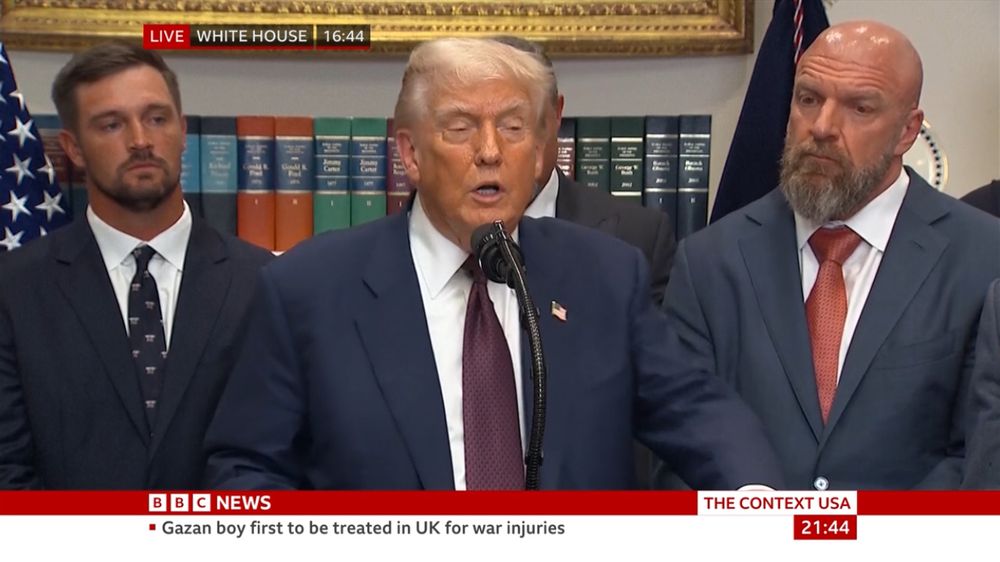 Donald Trump at the White House next to WWE’s Triple H
