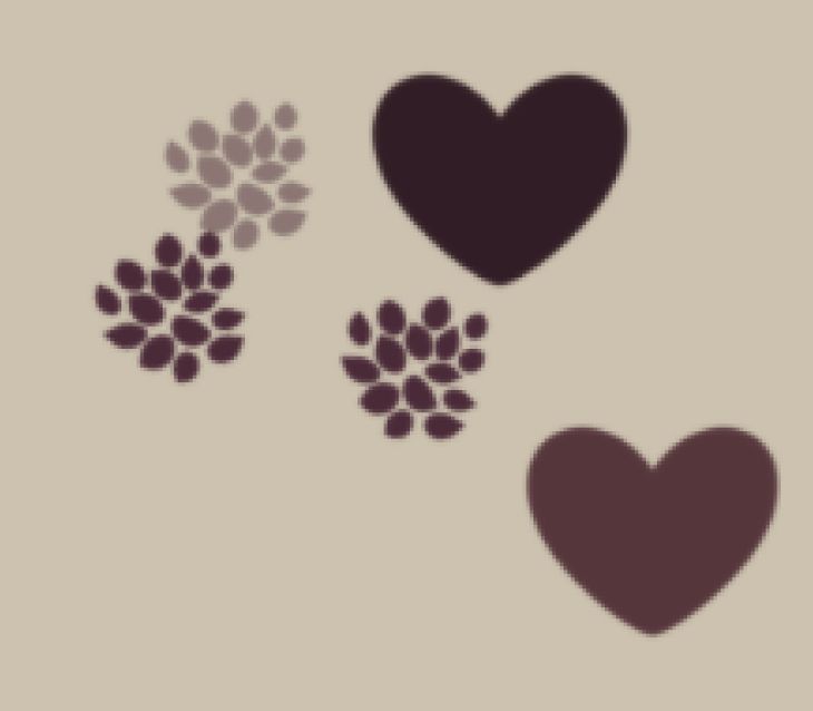 Preview of leaf bursh and heart brush.