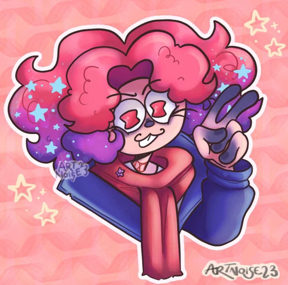 A time traveler pulling a peace sign and grinning mischievously 