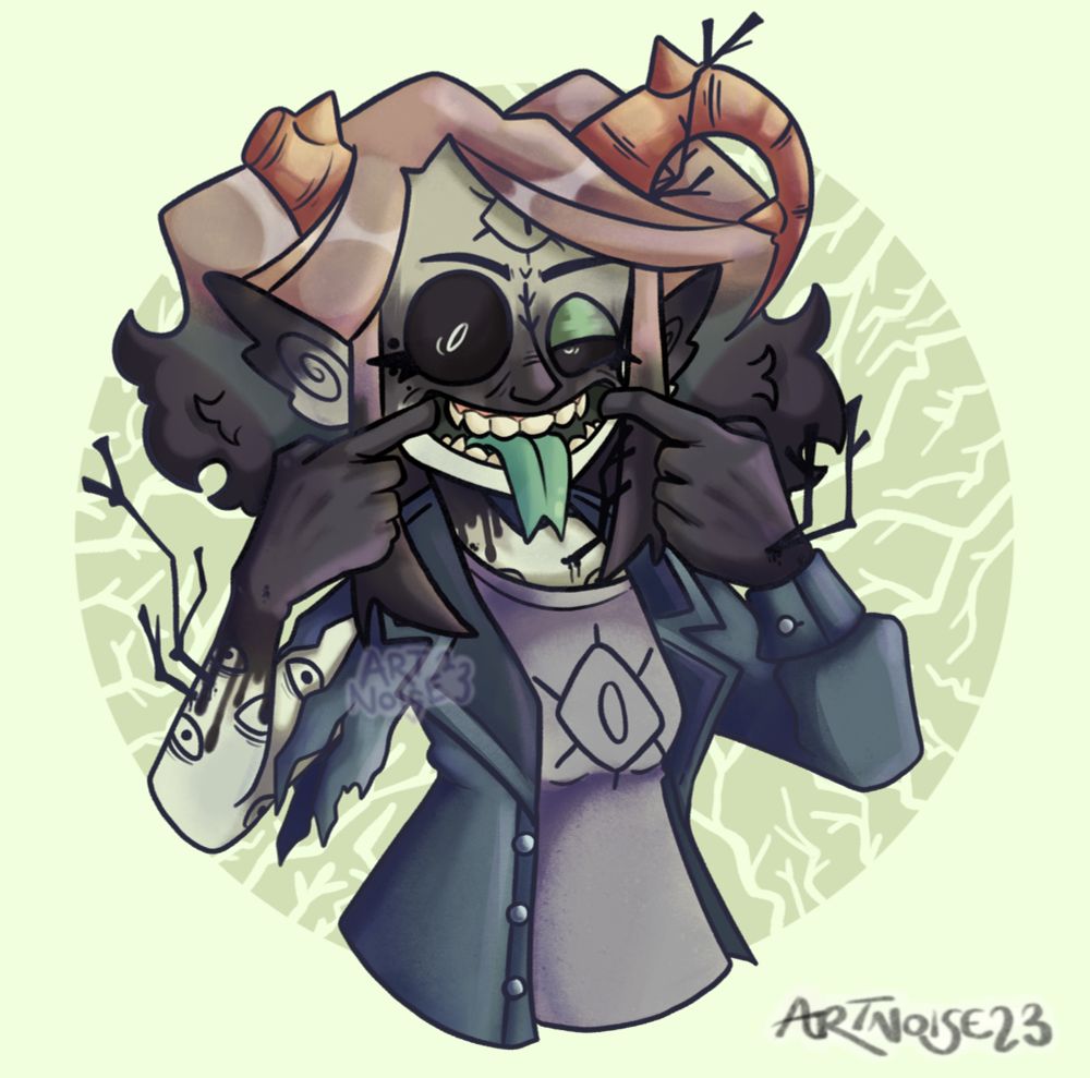 A demon girl pulling a silly face 
