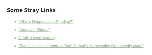 Some stray links footer from the June 23, 2024 edition of Garbage Day