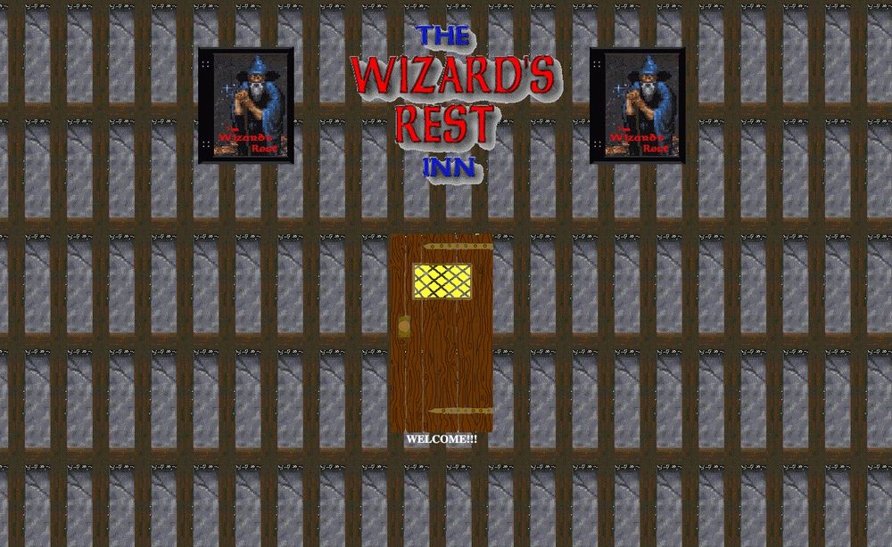 Old late 90s websites from Geocities, featuring a wooden door in the middle of the site that says "welcome", and when you click on the door, you enter the main site.