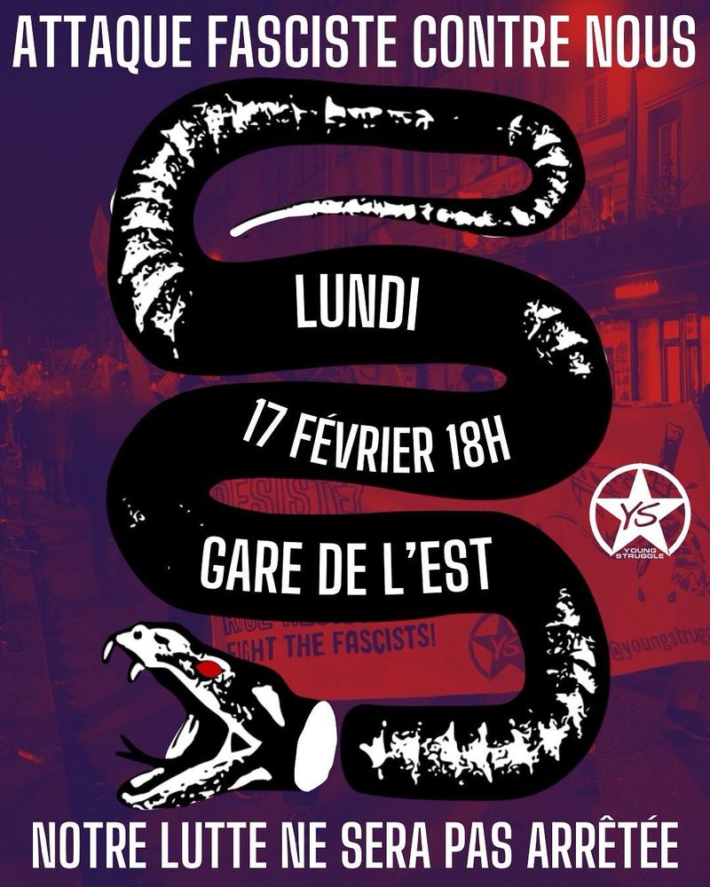 Visuel d’appel au rassemblement à 18h à Gare de l’Est 