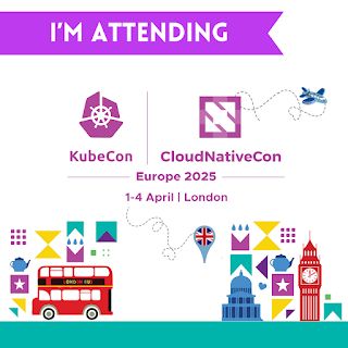 Graphic about the KubeCon London. Dates 1-4 April in London.