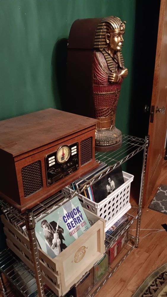 A record player and 3ft Sarcophagus cabinet