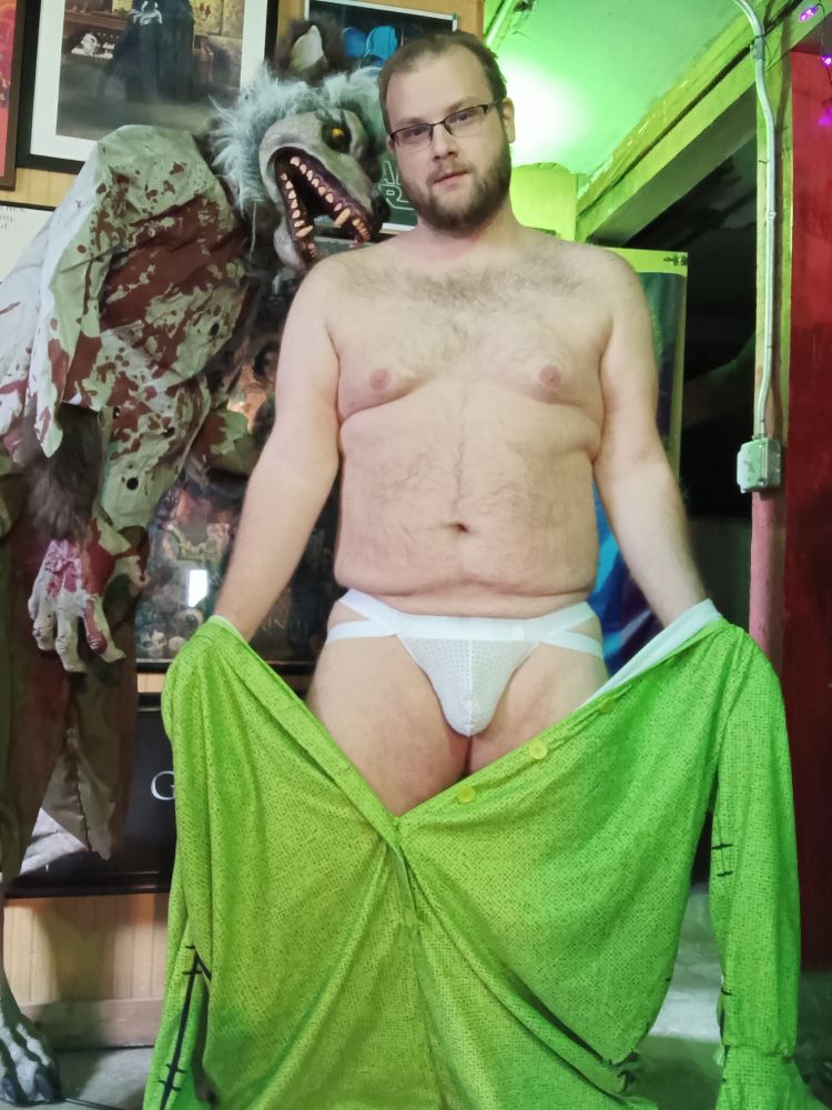 Off to show full front of jock