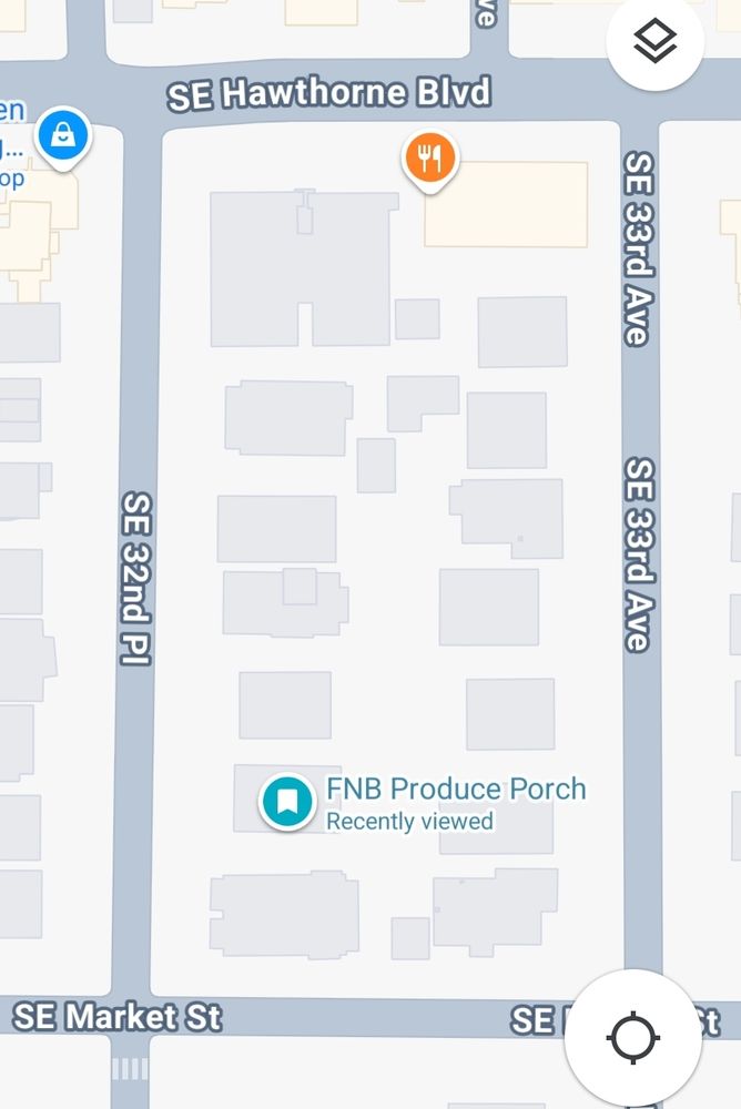 Simple map showing location of our produce porch 