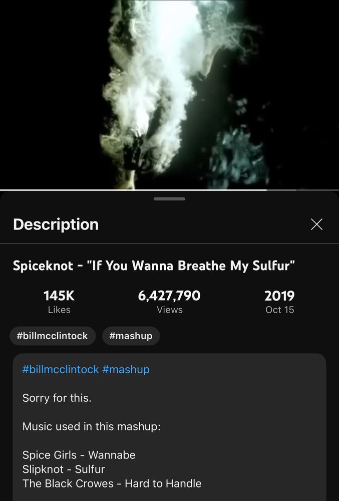 YouTube screenshot of Spiceknot - “If You Wanna Breathe My Sulfur”