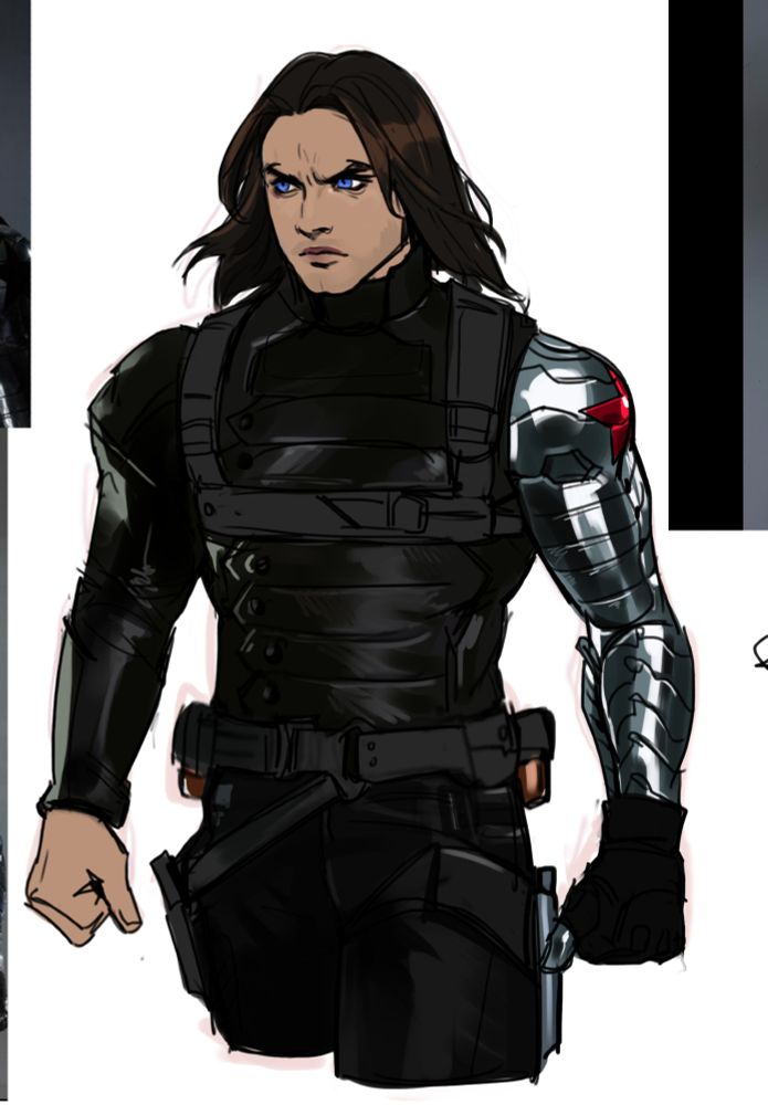 sketch of the winter soldier, as played by sebastian stan in the mcu