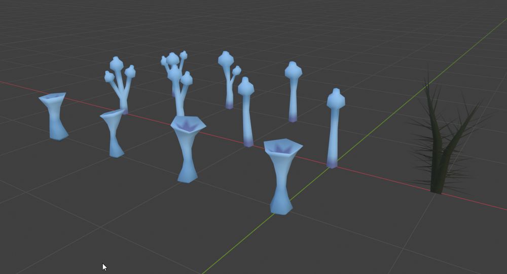 The fungus-like normal plants, and one unfinished Evil Plant