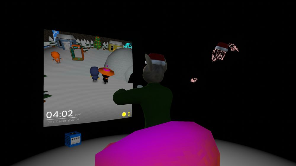 Me and ScrapSavage in front of a CRT TV playing Amplified Crossing