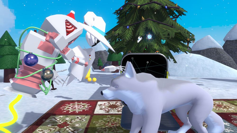 Heckate and Portalmaster petting the familiar in wolf form