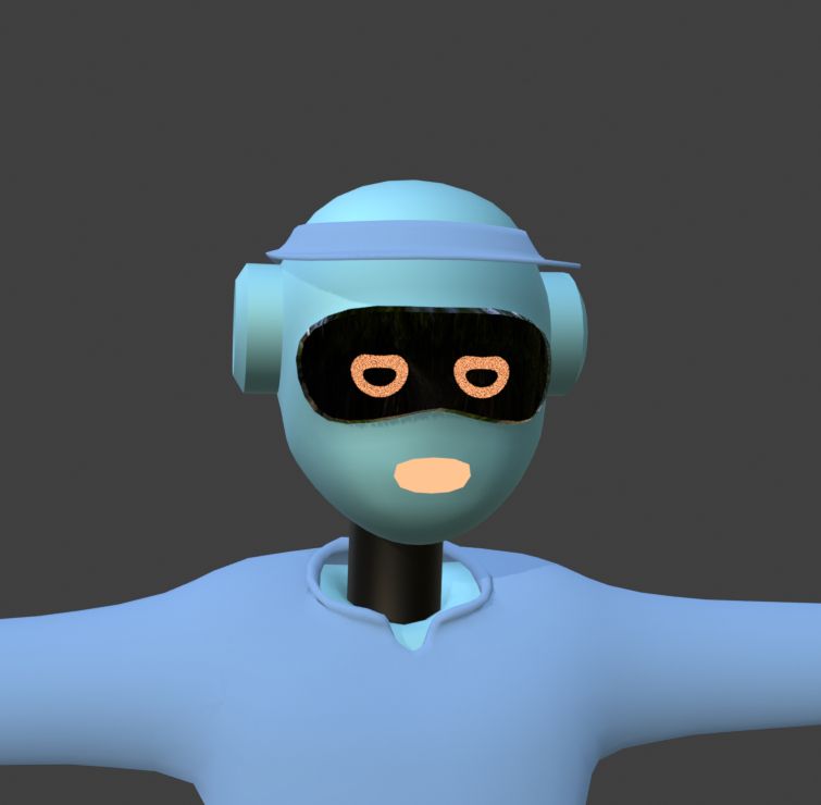 Close-up of robot's face showcasing one of its expression blendshapes