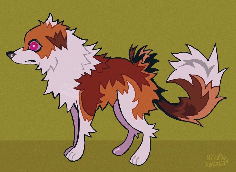 An illustration of a toony tornjak, the dog of Bosnia and Herzegovina. A slight experiment with line weight and character design, but not all out. Just a chill doodle with a green background! :]