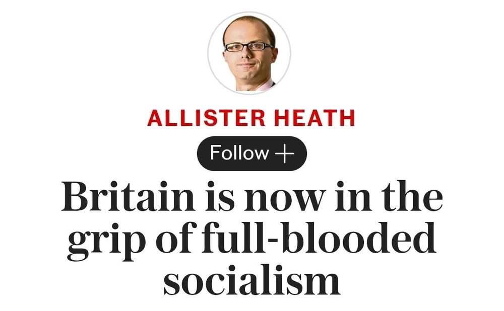 A picture of an infected glans with glasses drawn on it. 
Alister Heath
(follow+)
Britain is now in the grip of full-blooded socialism.
