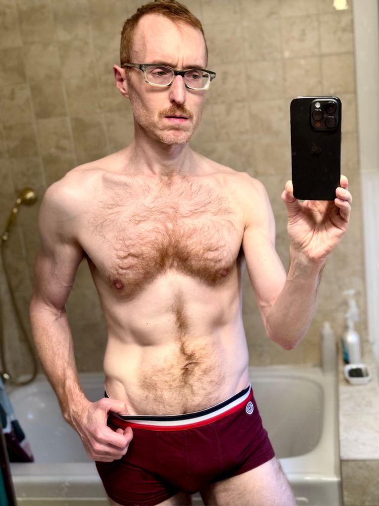 Me, post-run in my skivvies. The fire of life no longer burns in my eyes.