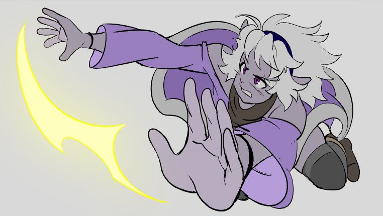 Sketch of dark elf in forced perspective.