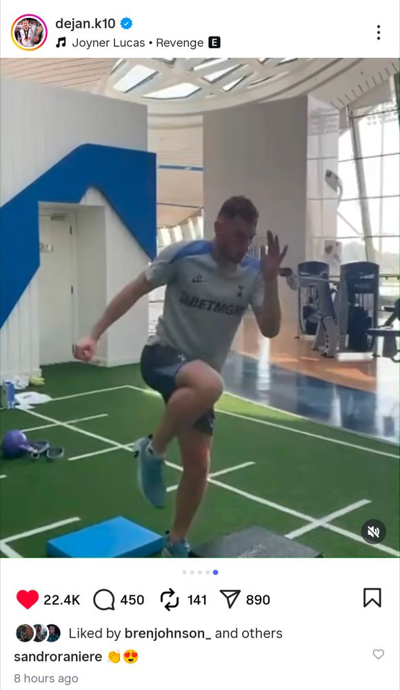 Dejan Kulusevski gym post on instagram