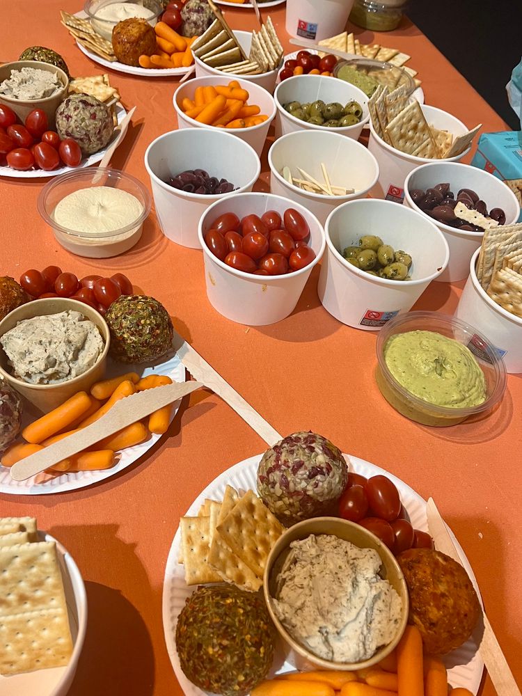 Plant-based cheese & other nibbles all ready for after the event. 