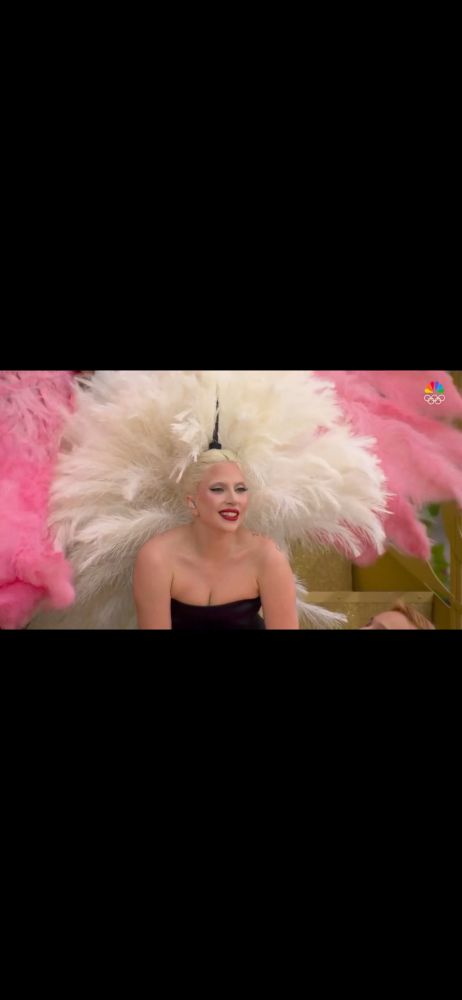 Lady Gaga surrounded by Feather fans at the Paris Olympics opening ceremonies 2024