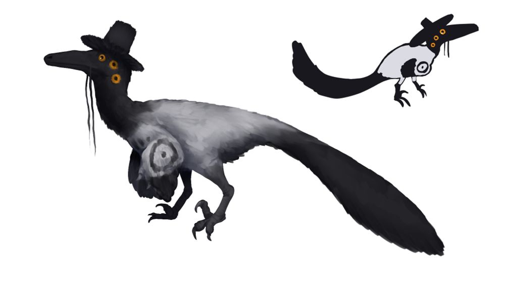 The bird from K-pop Demon Hunters, but as a dromaeosaur 
