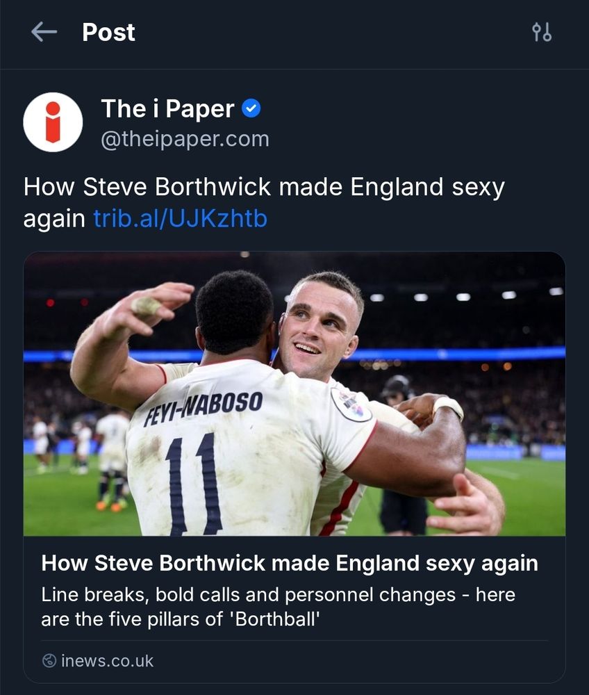 Screenshot of an article claiming the England rugby union side are "sexy". Sorry. 