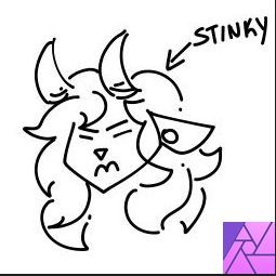 An arrow points to the character of this account with the word "stinky".