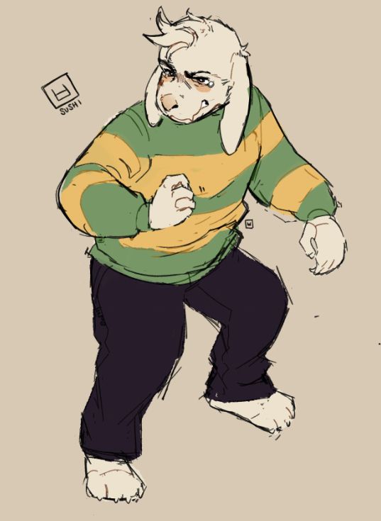 A digital drawing of Asriel from Deltarune, scowling at something offscreen. His eyes a red, with tears and red streaks under them. He is my sone.