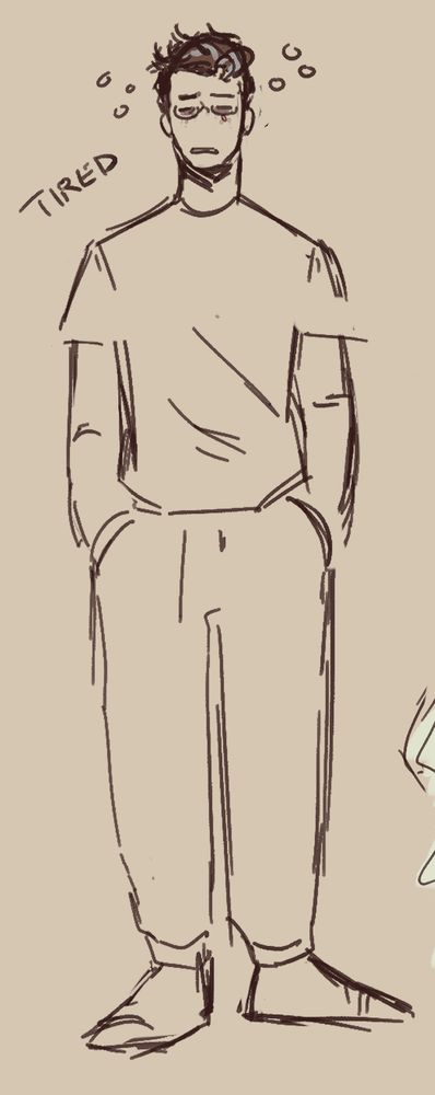 A drawing of a tired chemistry professor. 