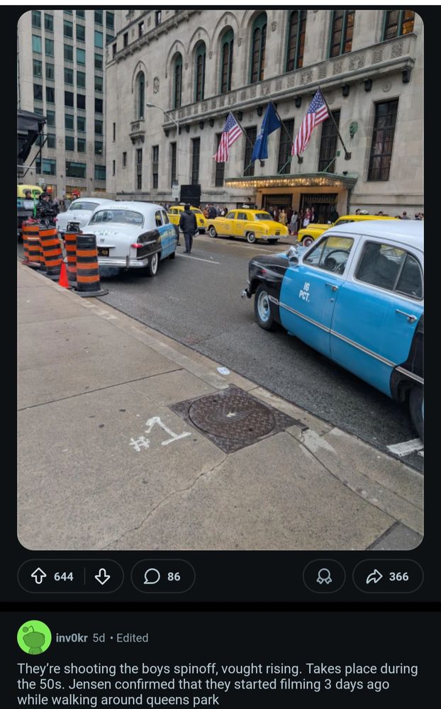 From reddit photo of spinoff series of The Boys filming location in Toronto