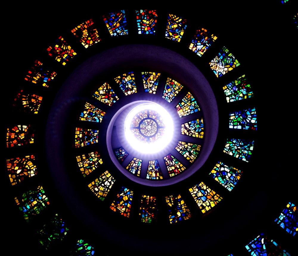 The Chapel of Thanksgiving at Thanks-Giving Square. Dallas, TX. September 2022.