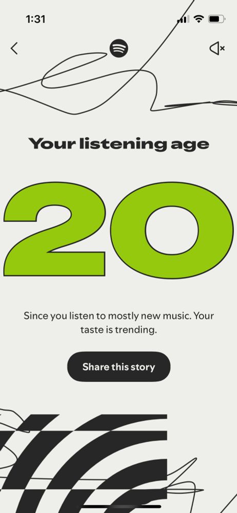 Spotify thinks my listening age is 20 so don’t worry, everyone can ignore their terrible listening ages. 