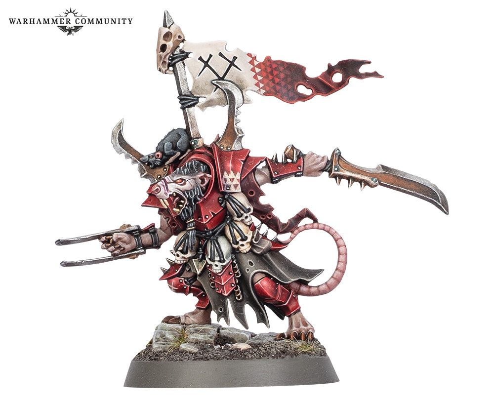 Skaven Clawlord with sword and punch claws in red armour 
