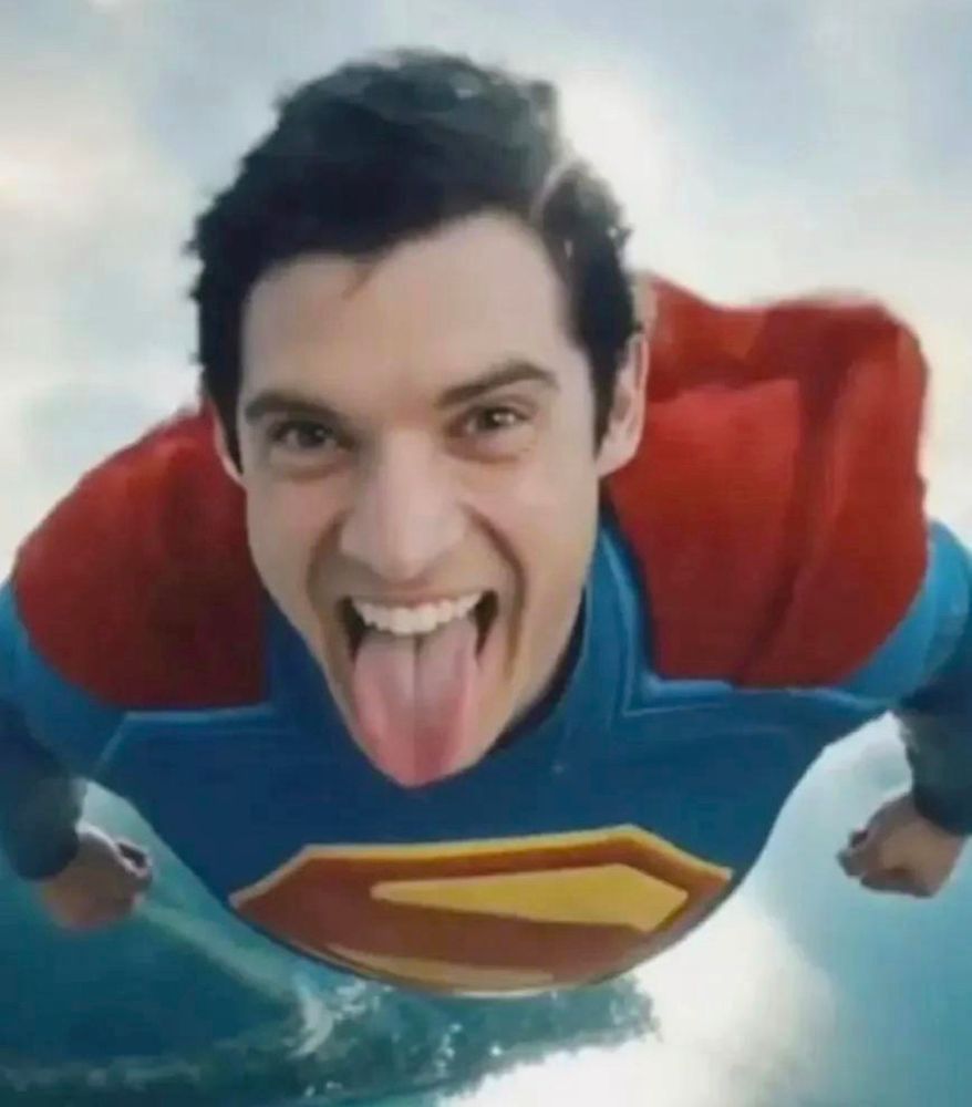 Superman sticking his tongue out