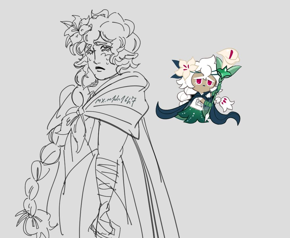 drawing of white lily cookie from cookie run kingdom