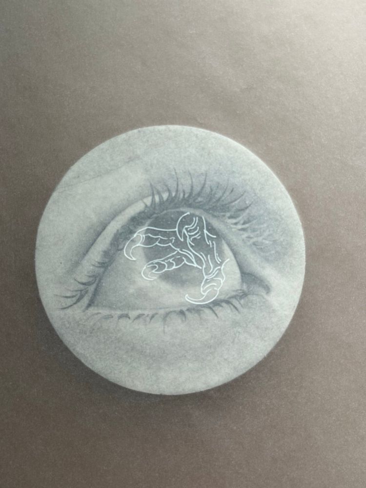 WIP of a drawing of an eye looking up