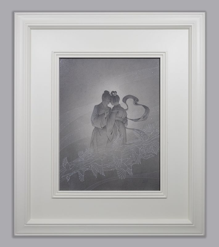 Drawing of Orihime and Hikoboshi, in frames