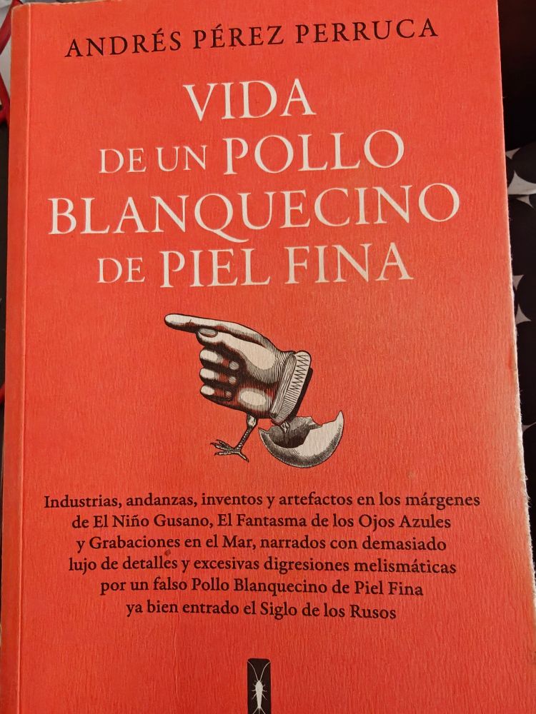 Portada de mi ejemplar de Vida de un pollo blanquecino de piel fina, de Andrés Pérez Perruca 