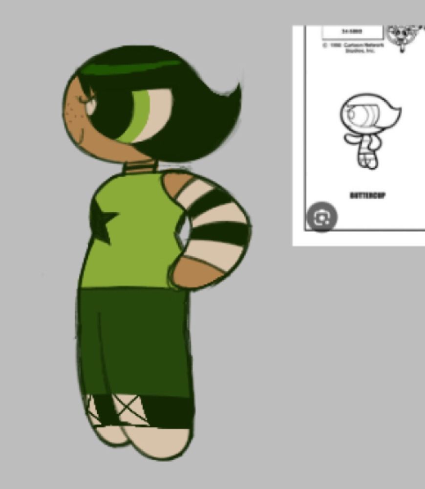 fanart of teen buttercup from the powerpuff girls (full body side profile)