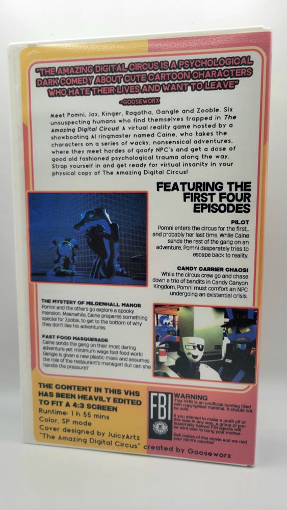 The back cover showing a descriptive blurb of the show's premise and brief overviews of every episode contained within the tape. I put way too much effort into this shit.