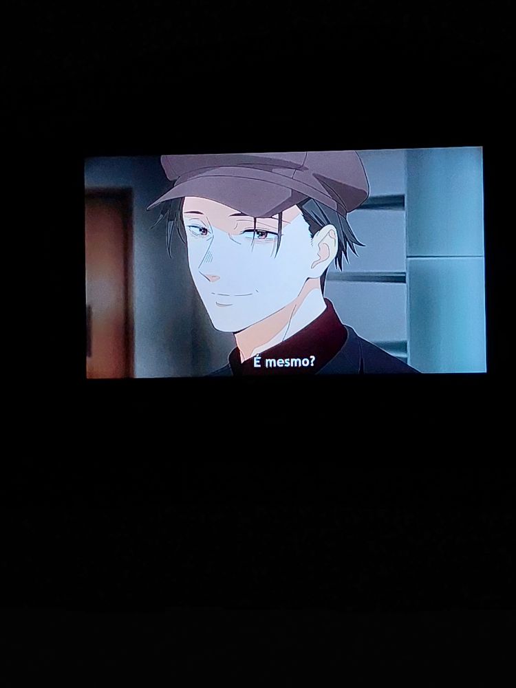 episódio 11 do anime kaoru hana wa rin to saku que mostra o pai do protagonista com a legenda "É mesmo?" 